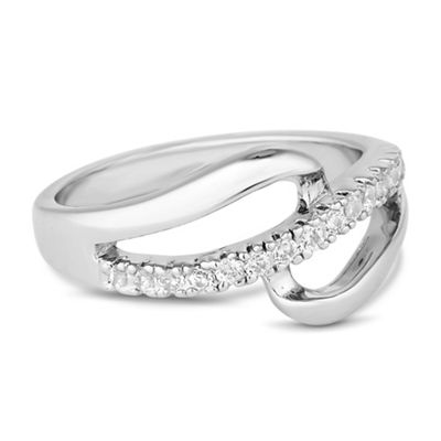 Silver open pave loop ring